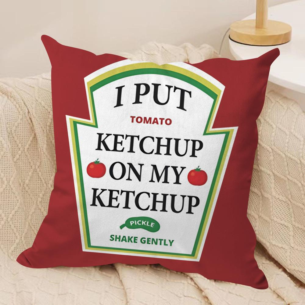 

Funny KKetchup LLabel Cushion Cover Short plush Doublesided Print Square Throw Pillow Covers Sofa Home Cushion Decor 30x30cm
