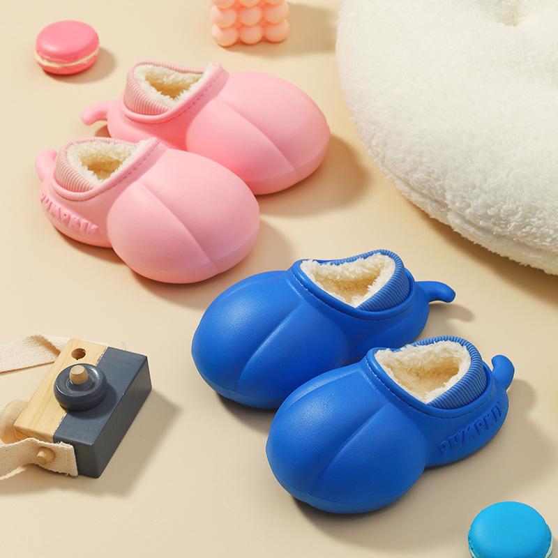 upper waterproof children's cotton drag girl middle and small children's non-slip plush slippers winter indoor warm bag root cotton classmate male