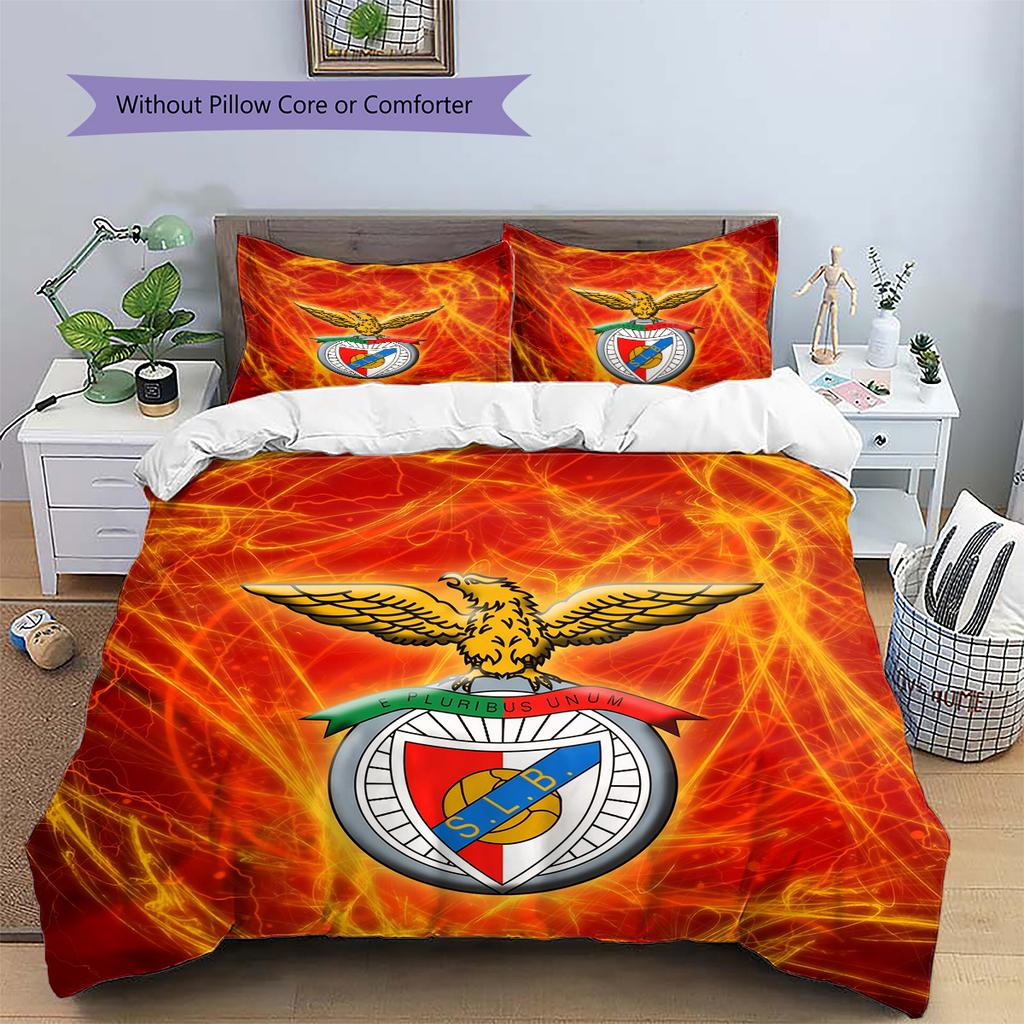 SL Benfica Football Club Pattern Bedding Quilt Set Home Decoration Gift (1 * duvet cover + 2 * pillowcase without core)
