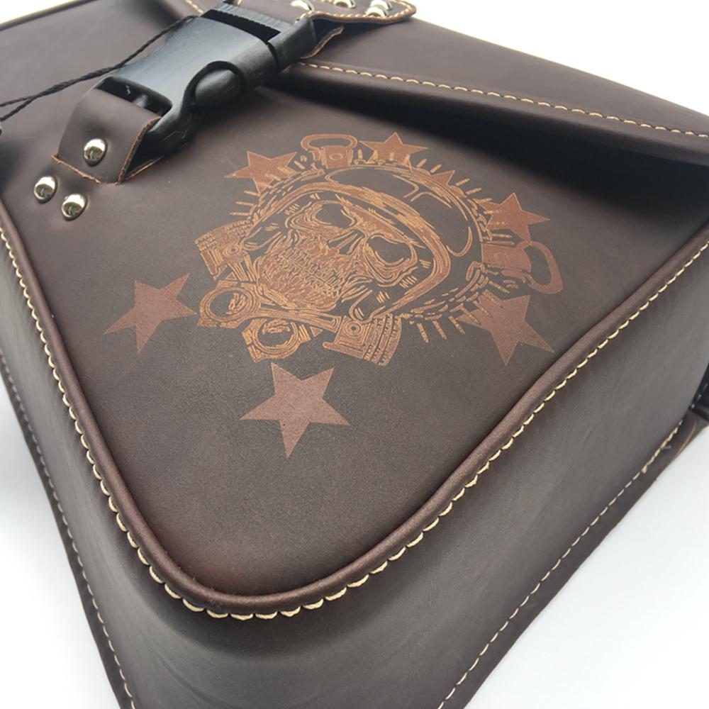 Brown Motorcycle Leather Saddle Bag Luggage Side Tool Bag Universak Fit for Honda Yamaha Suzuki Harley Sportster XL 883