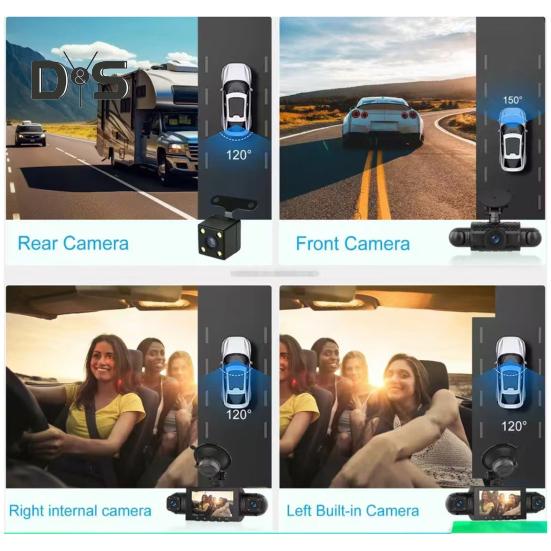 4-Channel Dash Cam Night Vision Design Parking Monitoring 360-Degree Coverage Easy To Install GPS Car Recording Camera