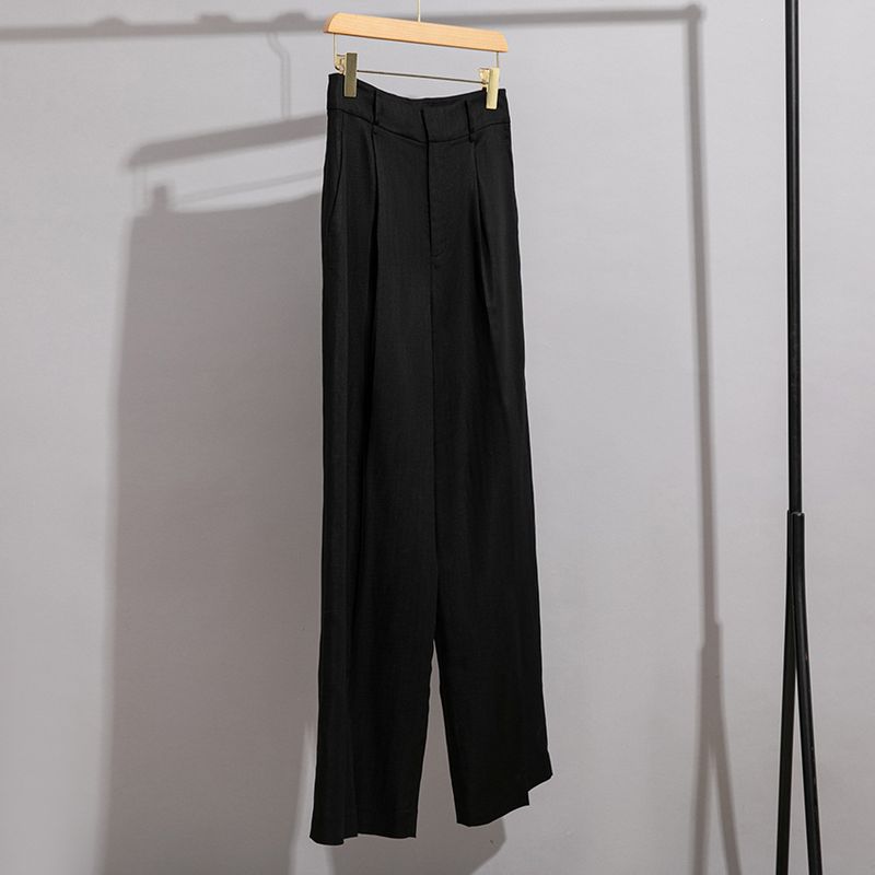 

Linen Small Suit Women s Three-Piece Set Professional Tailored Suit Slim Fit Vest One Button Suit Stylish Straight-leg Loose Pants Black pants L