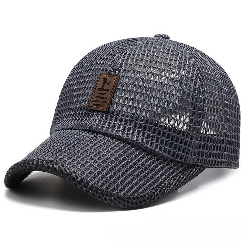 Lucky Black Cat Ademende Mesh Baseballpet voor Mannen & Vrouwen Verstelbare Stretch Pasvorm Eendensnavel Zon Hoed 2 donkergrijze kleur