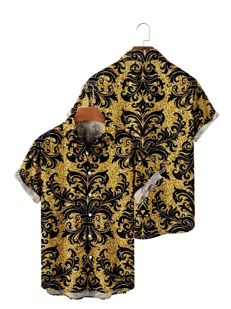[Printed Design – Not Textured] Men'S Short Sleeve Shirt with Unique Design, Suitable for Men - Ideal for Casual Wear, Outdoor Activities - Perfect
