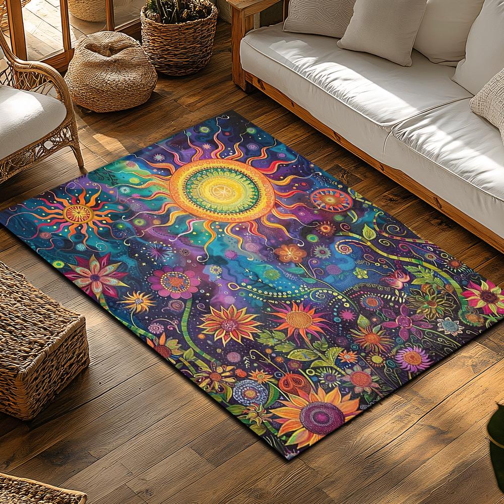 Psychedelic Area Rug Bohemian Carpet Vintage Persian Style Home Decor Living Room Floor Mat Hippie Tapestry Bedroom Rug Gift