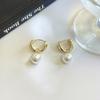 New Cute Pearl Studs Hoop Earrings For Women  Color Eardrop Minimalist Tiny Huggies Hoops Wedding Fashion Jewelry