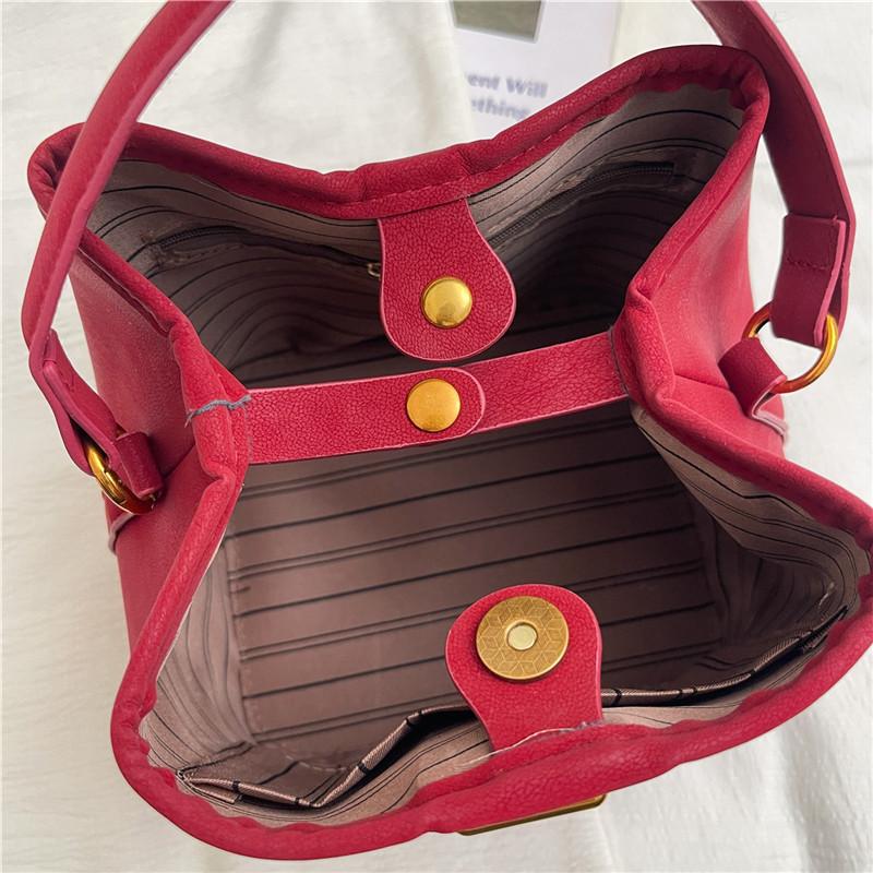 Handbag bag female texture daily lychee pattern mother bucket bag new foreign style shoulder messenger bag
