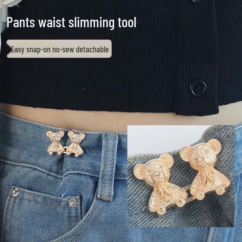Little Bear Waist Cincher: Adjustable Snap Button for Jeans