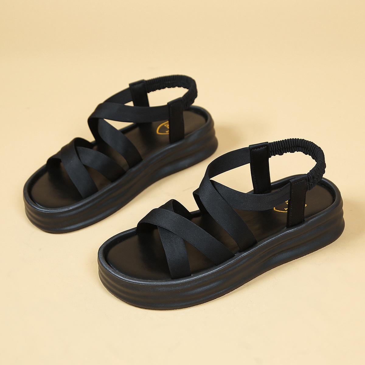 

Сандалии женские 2025 летние новые универсальные студенческие спортивные на платформе повседневные черные верхние пляжные туфли ins tide 35 чёрный