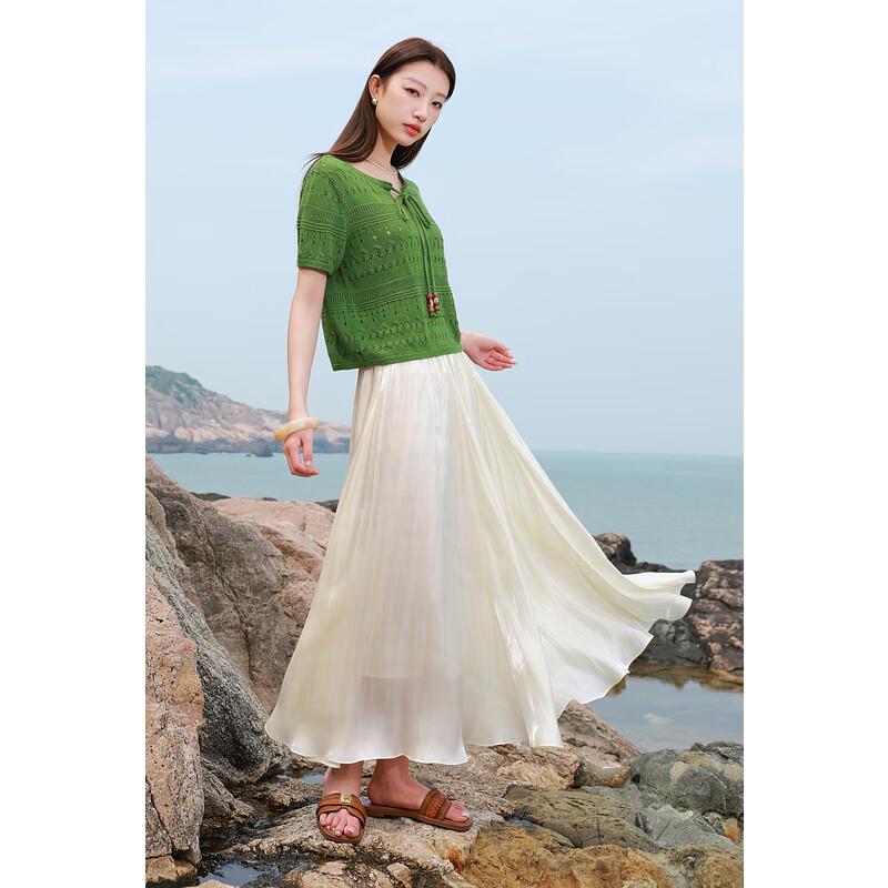 

Sancai Plus Size Elastic High-Waist Pleated Maxi Skirt 3XL (175/88B)