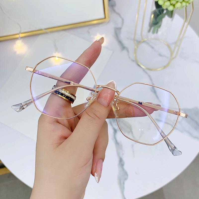 Men's Retro Octagonal Metal Frame Glasses with Anti-Blue Light Lenses