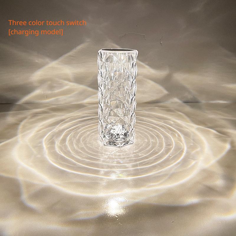 Modern Glass Crystal Table Lamp LED Rose Lights Indoor Lighting for Bedside Table LED Touch Control Night Light LED Desk Lamp