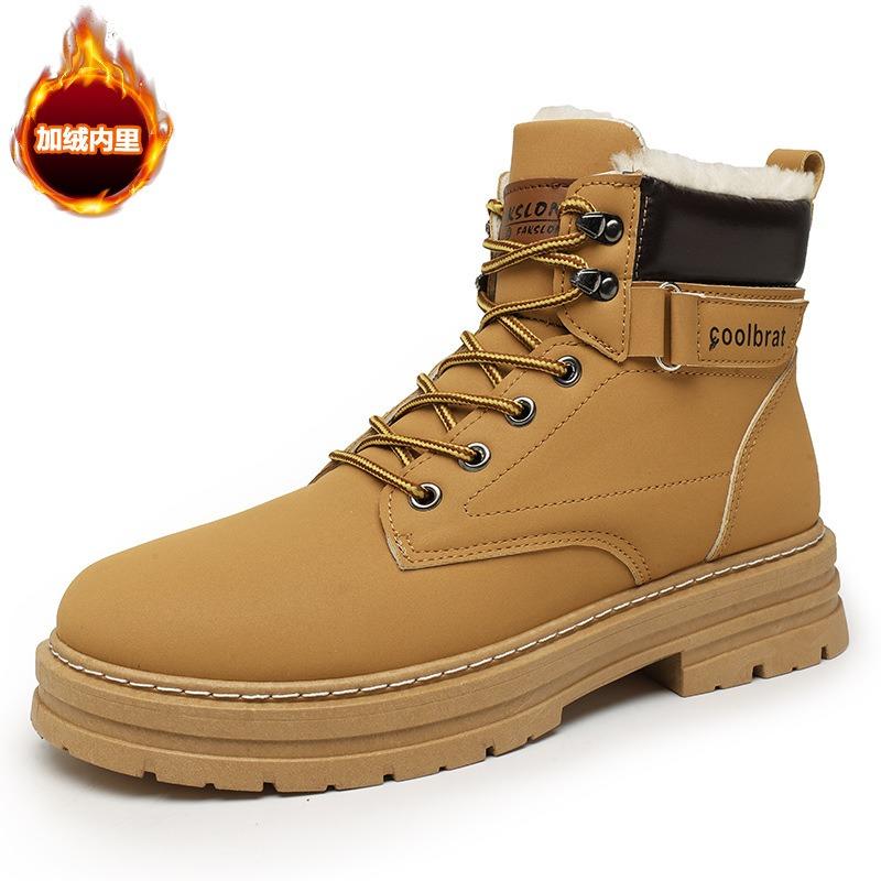 Winter Men's High-top Thick-soled Martin Boots Plus Velvet Warm Cotton Shoes Outdoor Workwear Boots
