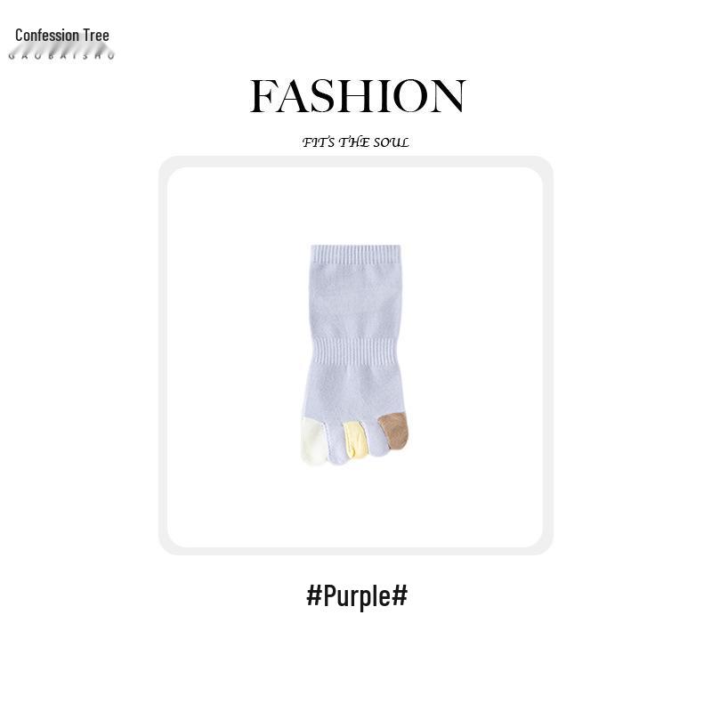 Women's Five-Toe Breathable Cotton Socks - Autumn/Winter Mid-Calf, Sweat-Absorbent, Candy Colors
