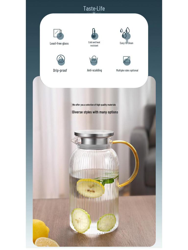 2025 Heat-Resistant Glass Kettle Set – Large Capacity Cold Water & Juice Jug
