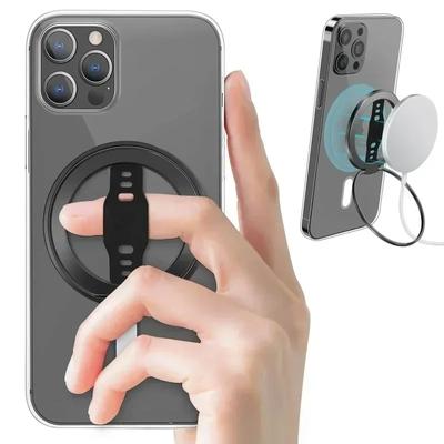 Support de téléphone magnétique à anneau pour chargement sans fil Magsafe, support de téléphone avec dragonne en silicone, support de téléphone de voiture amovible