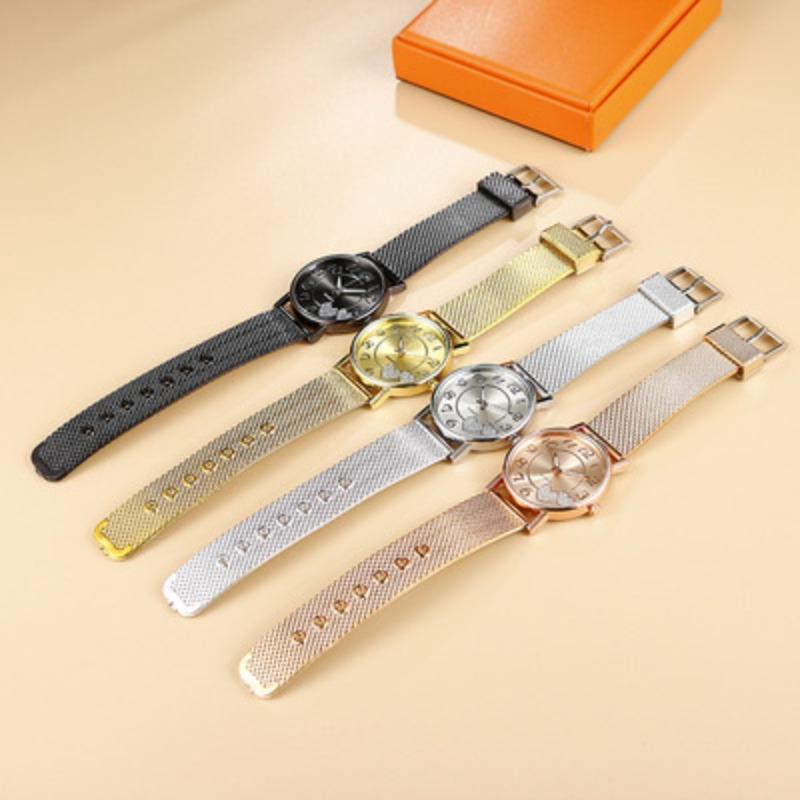 Watch Women's Fashion Mesh Belt Love Shape Women's Simple Watch Hot Sale Large Dial Quartz