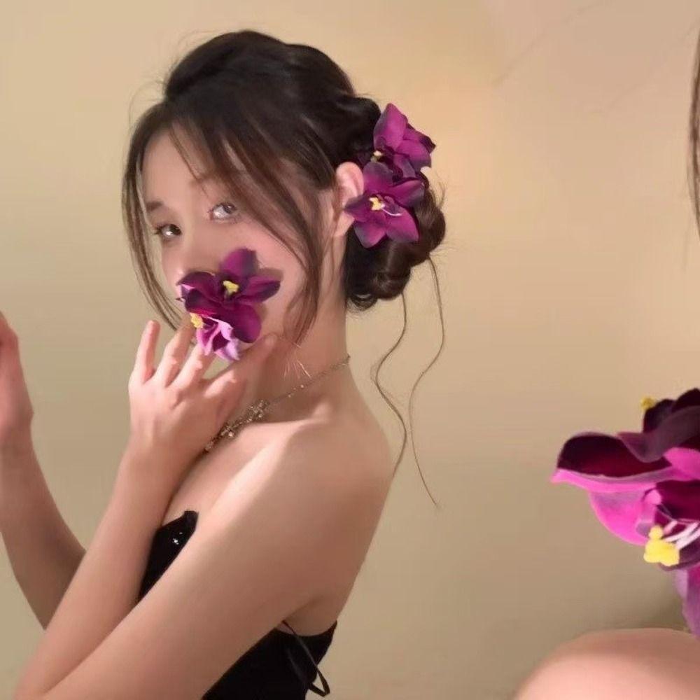 Elegant Floral Duckbill Clip Sweet Hair Accessories Hairpin Orchid Flowers Hair Clip  Party