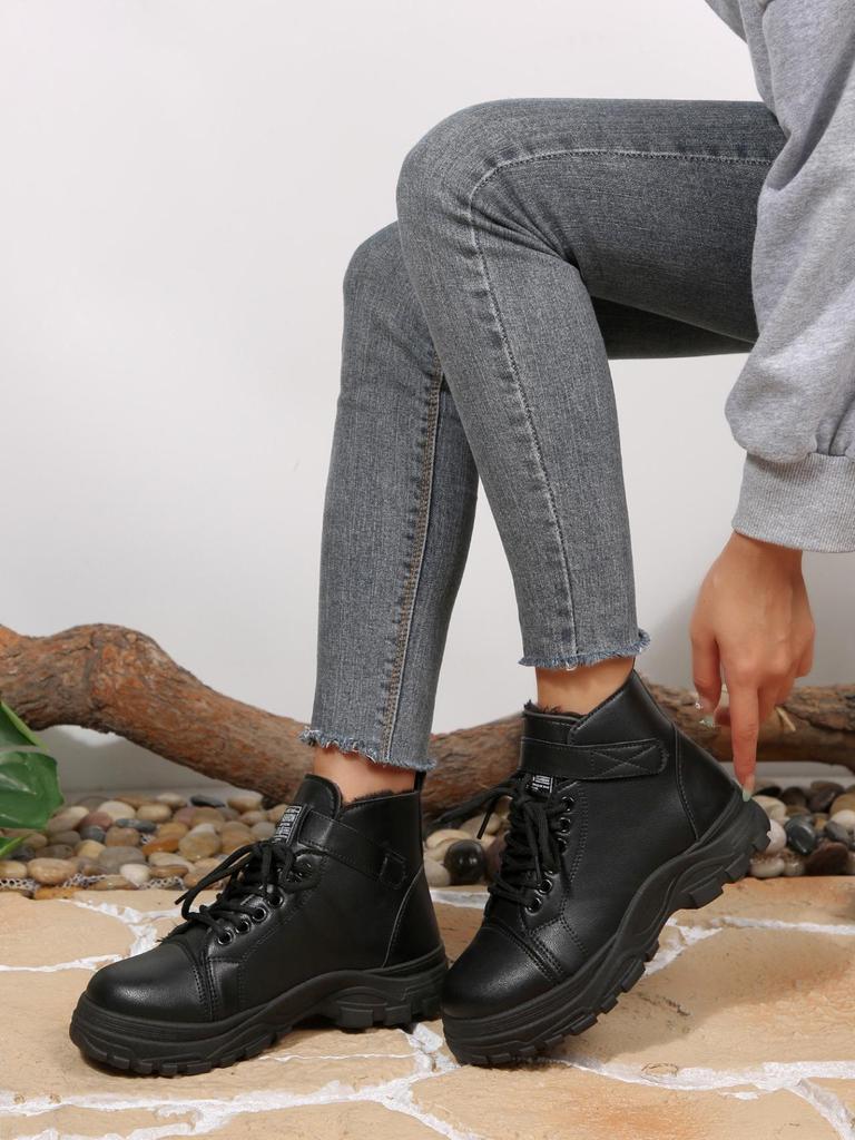 2025 Trendy Dames Mid-Calf Sneeuwschoenen met Fleece Voering: Verdikte, Warme, Eendelige Bont Winter Schoenen