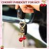 Cute Cherry Keychain Heart-Shaped Bag Charm Durable Lobster Clasp DIY Bag Accessory Car Key Accessories Golden Leaf Keyring