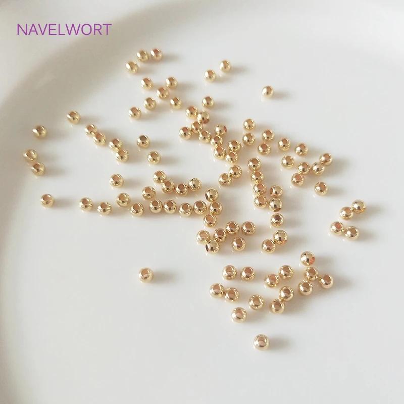 2mm-6mm Placcato Oro Vero 14k/18k Perline Distanziatrici Rotonde Accessori Materiali per la Creazione di Gioielli Fai da Te Componenti per la Creazione di Gioielli con Perline