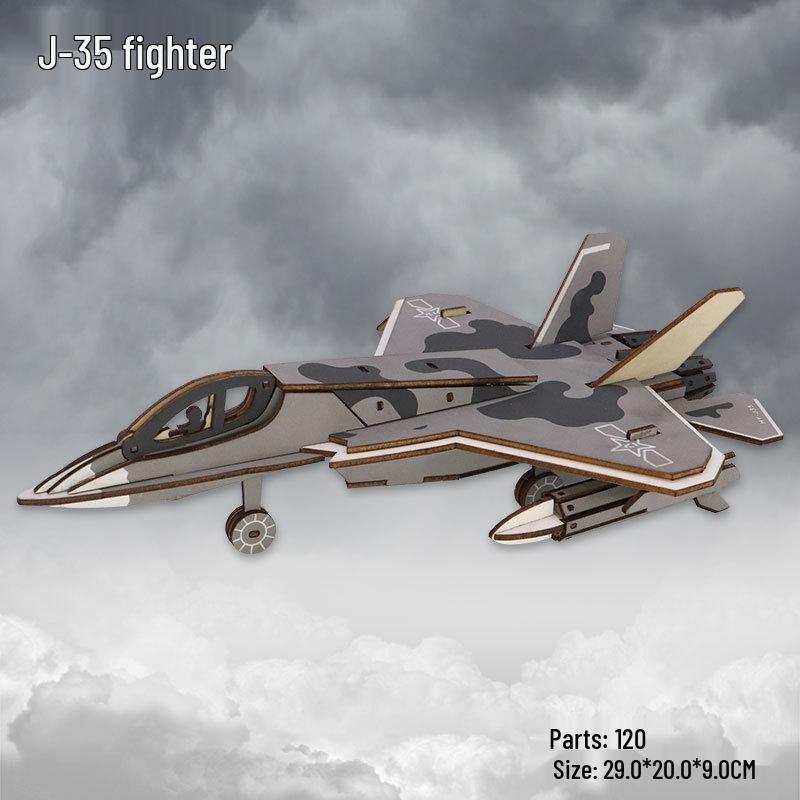 Wooden 3D Airplane Puzzle Educational DIY Toy for Children