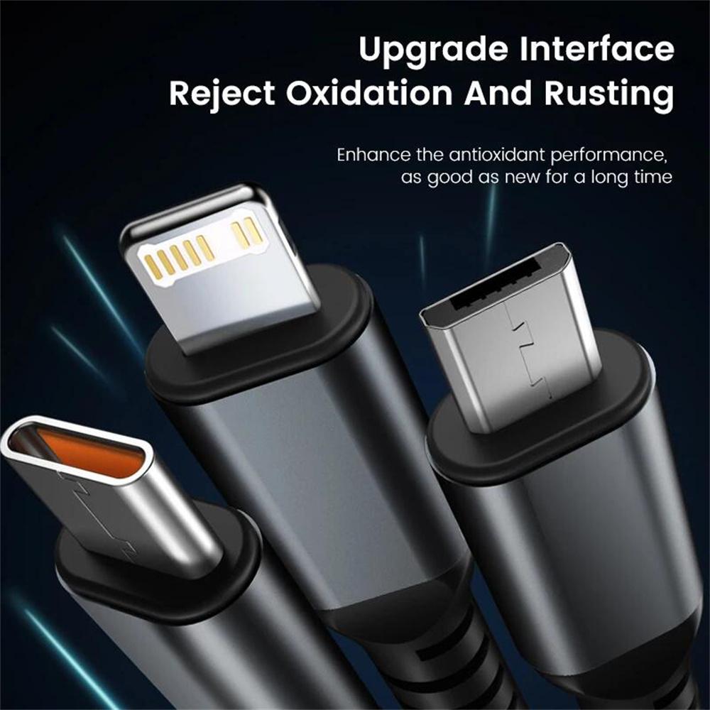 100W USB Cable 3 In 1 Fast Charging Charger Cable Accessories For iPhone Xiaomi Huawei Type C Charger Cable Multi Port Wire Line
