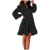 Women's Cotton Linen Loose Casual Long Dress Color Button Dress