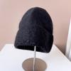 Circle yarn rabbit hair knitted wool hat female autumn and winter show a small face, keep warm and cold, ear protection, pullover hat, fluffy hat