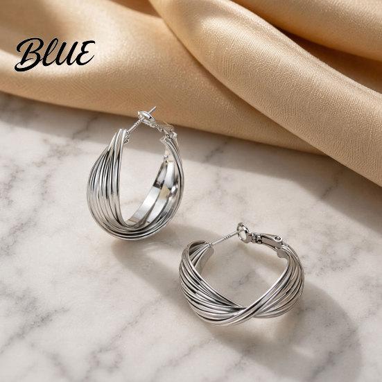 Minimalist Geometric Jewelry 1 Pair Twisted Hoop Earrings for Women