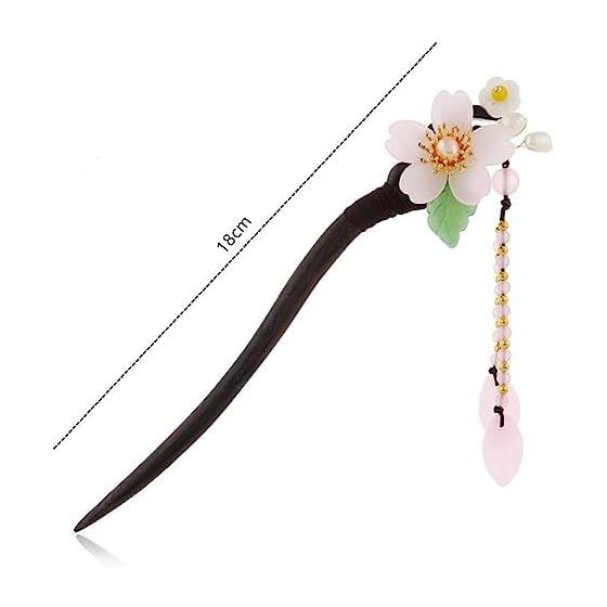 Natural Ebony Hairpin, Handmade Single-Prong Hair Stick, Simple Wooden Hair Accessory, Zodiac Rabbit, Lucky Clover, Maneki Neko, Four-Leaf Clover,