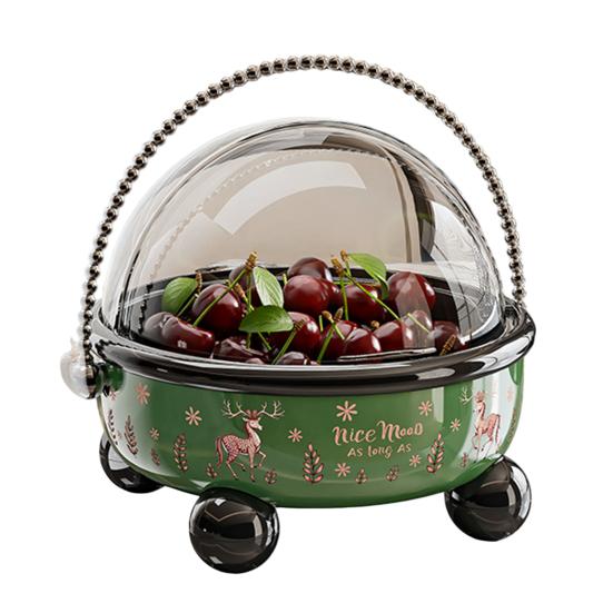 Ovocný talíř s víkem Vestavěná rukojeť Snadno čistitelný Ochranný kryt Sušené ovoce Ořechy Svačiny Předkrmy Podnos Prachotěsná nádoba na svačiny