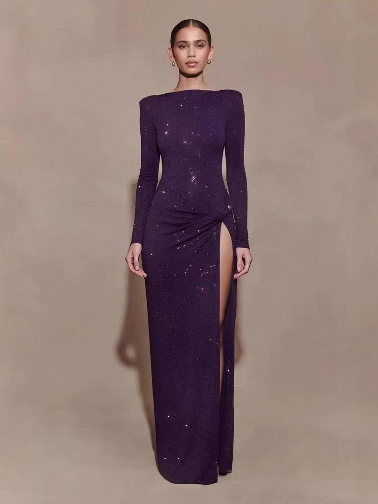 Elegant European & American One-Shoulder Twisted Evening Dress for Women