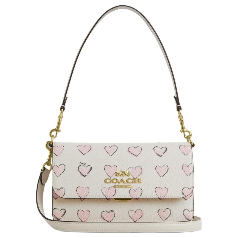 

COACH [Qixi Festival Limited] Brynn 23 Love Print Metal Logo Cowhide Armpit Bag Crossbody Shoulder Bag Medium Women’s Chalk White золотий