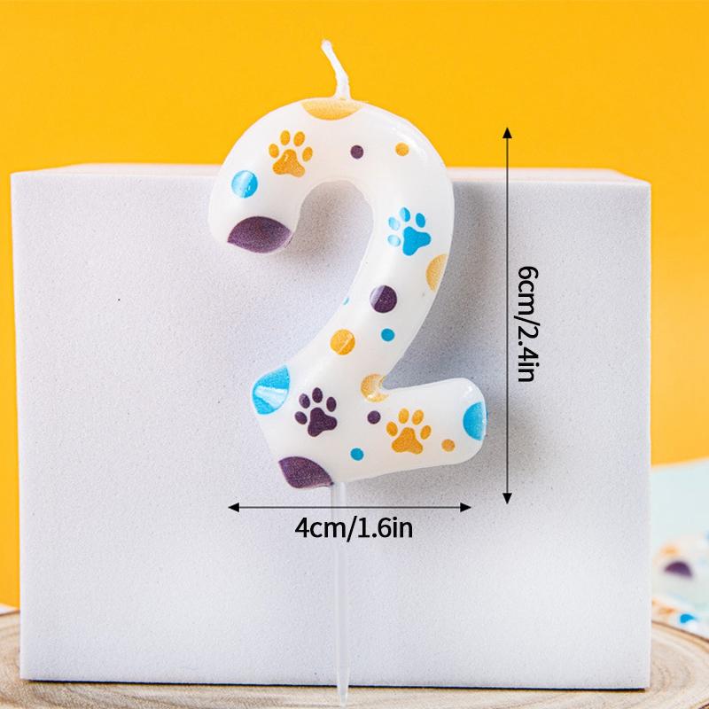 Kawaii Number Candles Digital Candle Cute Paw Top of the Cake Cute Cake Toppers Birthday Party Decoration Baby Shower Supplies