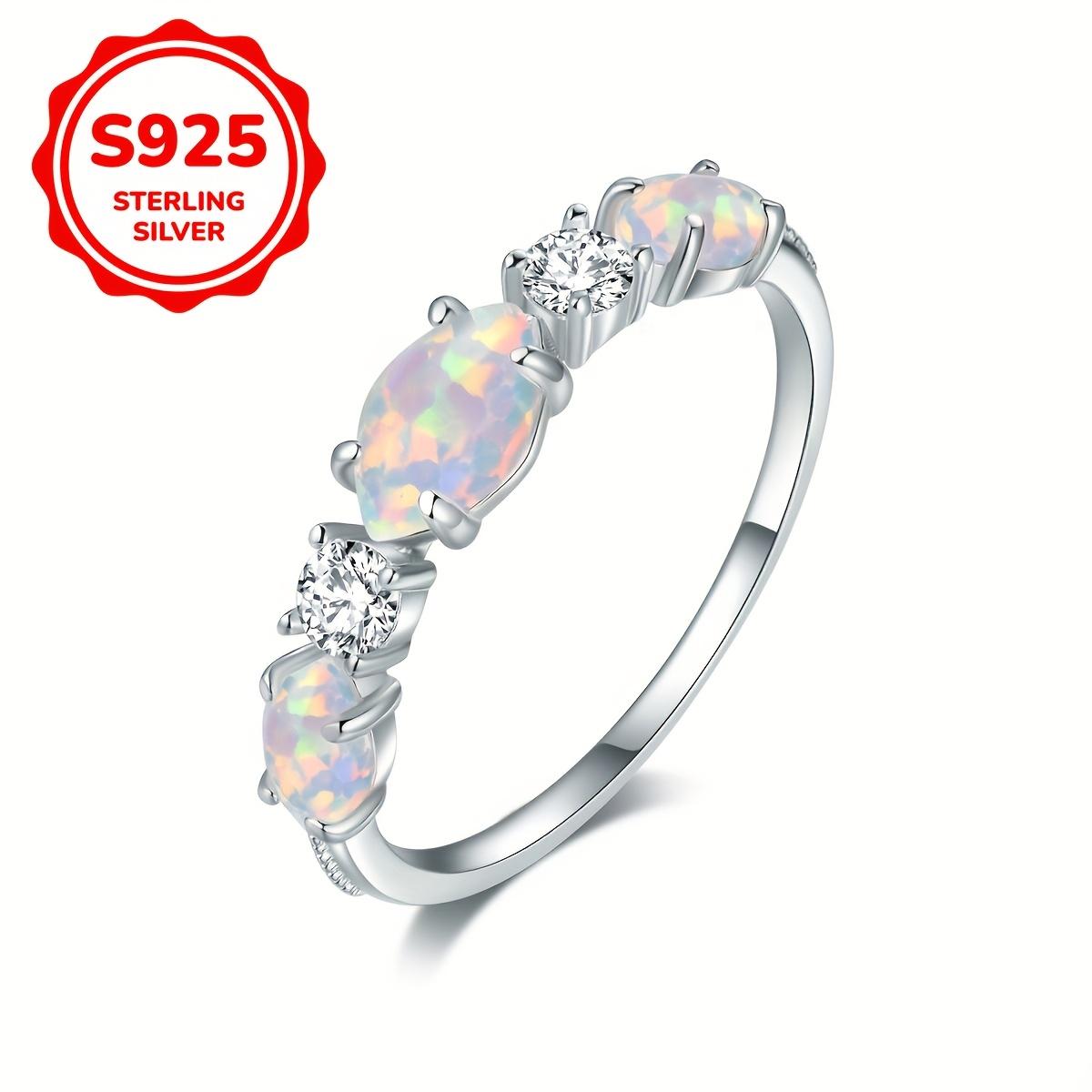 

Кольцо с огненным опалом для женщин, серебро 925 пробы, подлинное помолвочное кольцо, обручальное кольцо 8 белый