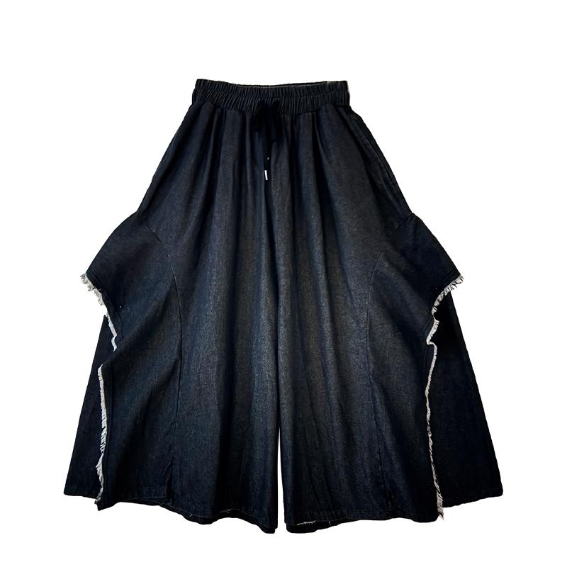 Jeans de Pierna Ancha para Mujer Talla Grande Primavera Verano Cintura Alta Cordón Holgados Culottes de Mezclilla Pa… Más