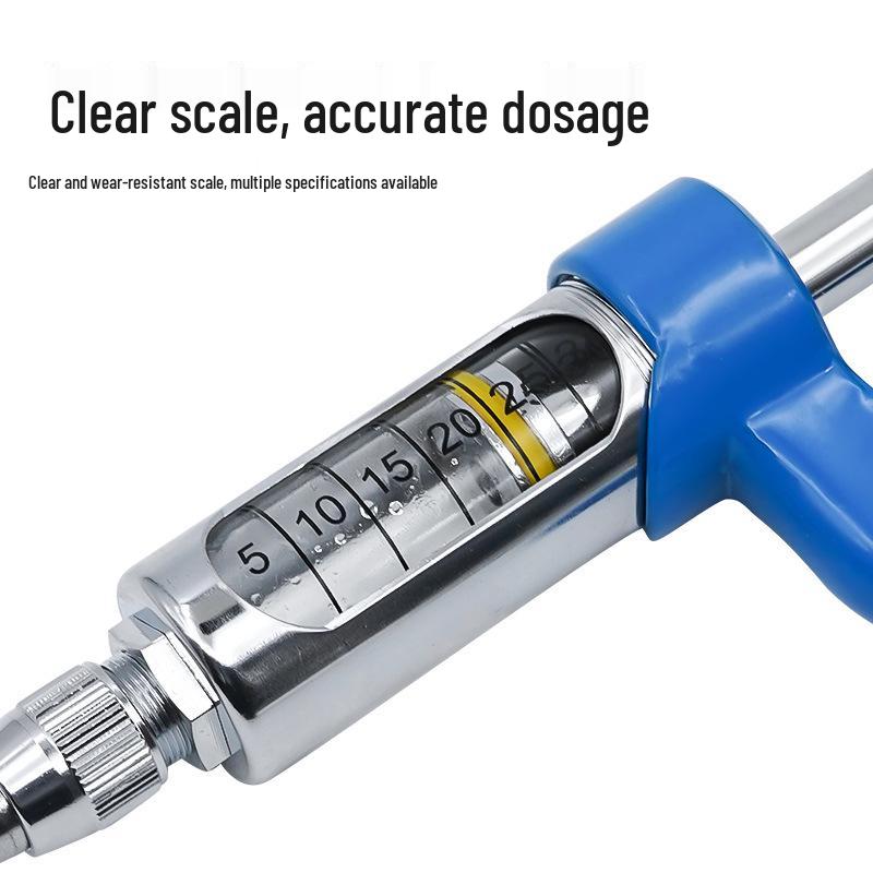 Adjustable Stainless Steel Drenching Gun with Bottle for Pigs, Cattle, and Sheep Feeding.
