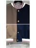 TIME BREATHE Men's Autumn/Winter Woolen Color Block Stand Collar Jacket