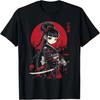 Camiseta Feminina Gótica Kawaii Anime Gato Samurai Mãe Meninas