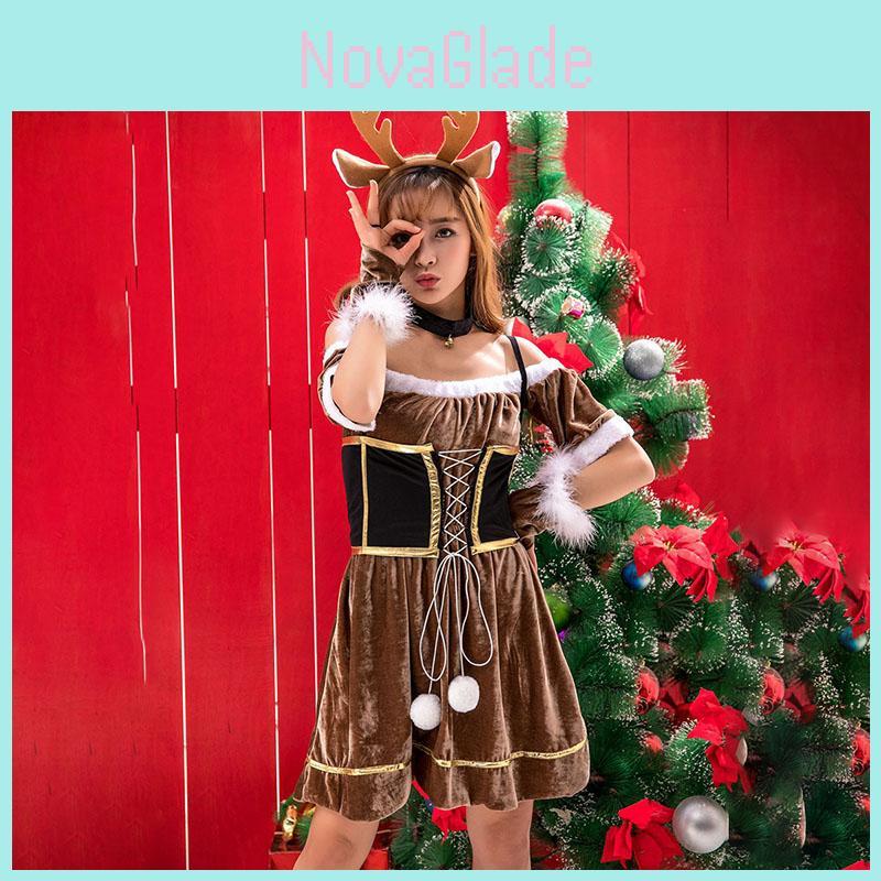 Christmas Women Reindeer Costume Fashion Cosplay Party Deer Fancy Dress Outfit