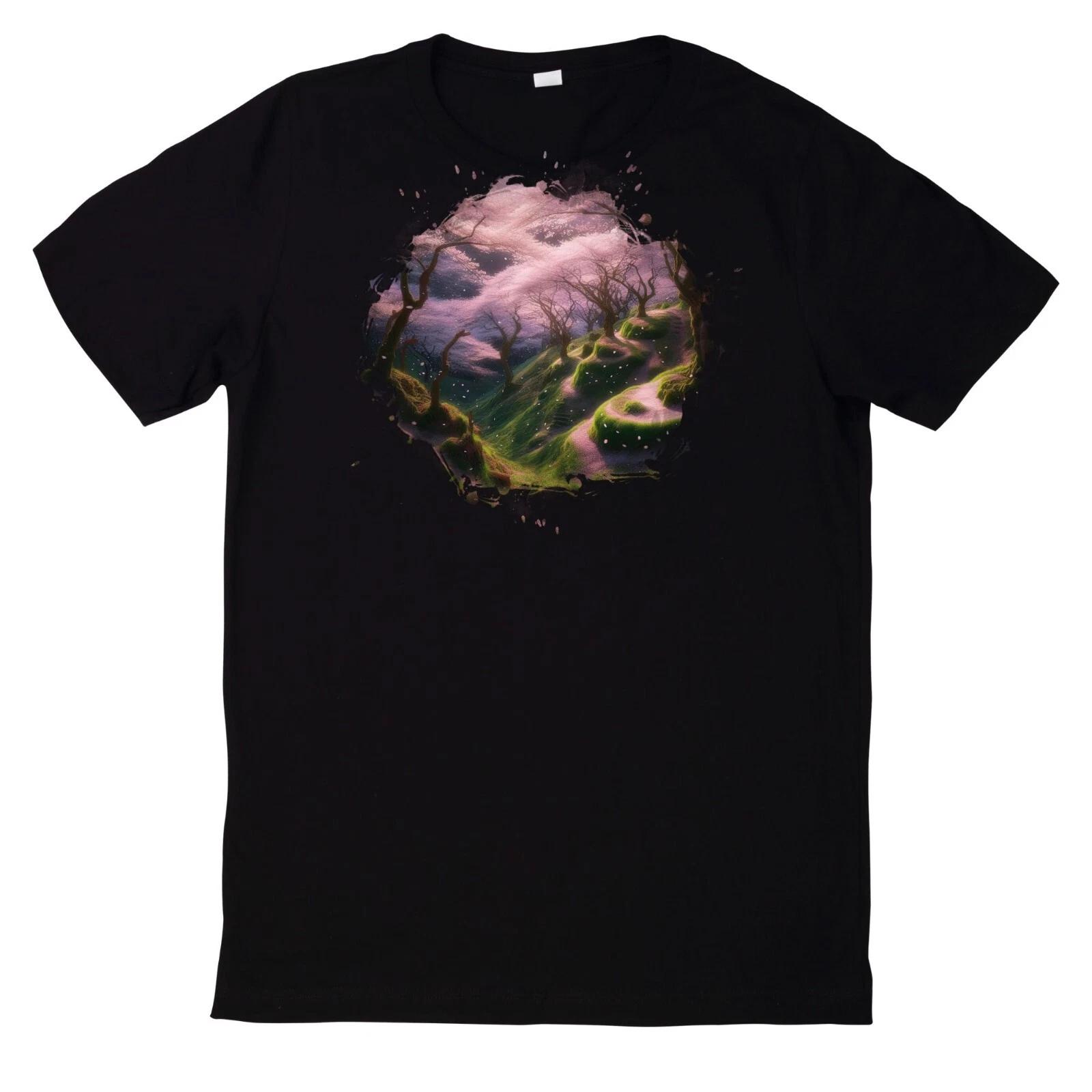 T-Shirt Aquarell ruhige Kirschblüten Welt Motiv L