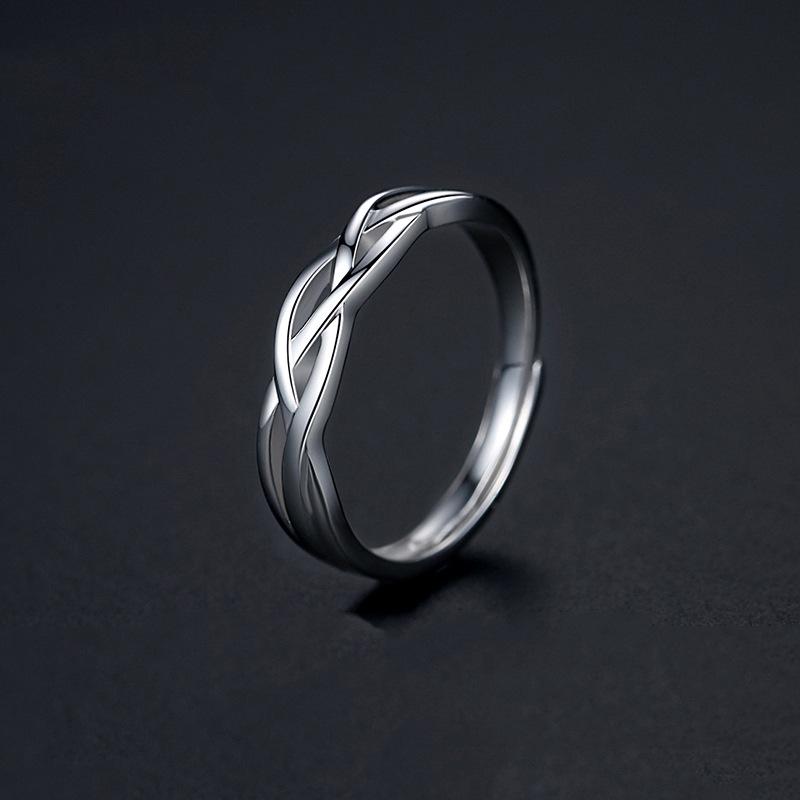 

Мужское универсальное синее шелковое кольцо-обертка с серебряным покрытием, открытое кольцо на мизинец розового цвета Adjustable Open Size