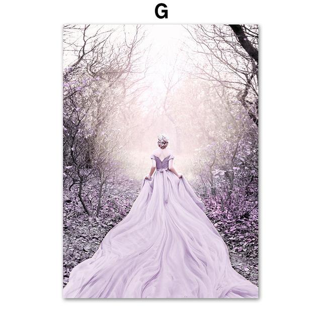 Lila Thema Wandkunst Leinwand Bilder Strand Pfingstrose Prinzessin Einhorn Poster Drucke Innengemälde Bild für Wohnzimmer Dekor