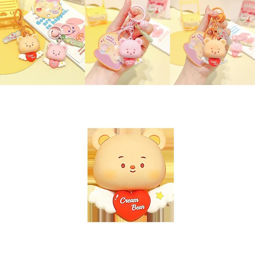Adorable Original Cream Bear Heart Pull Keychain Unique Cute Resin Accessory Gift