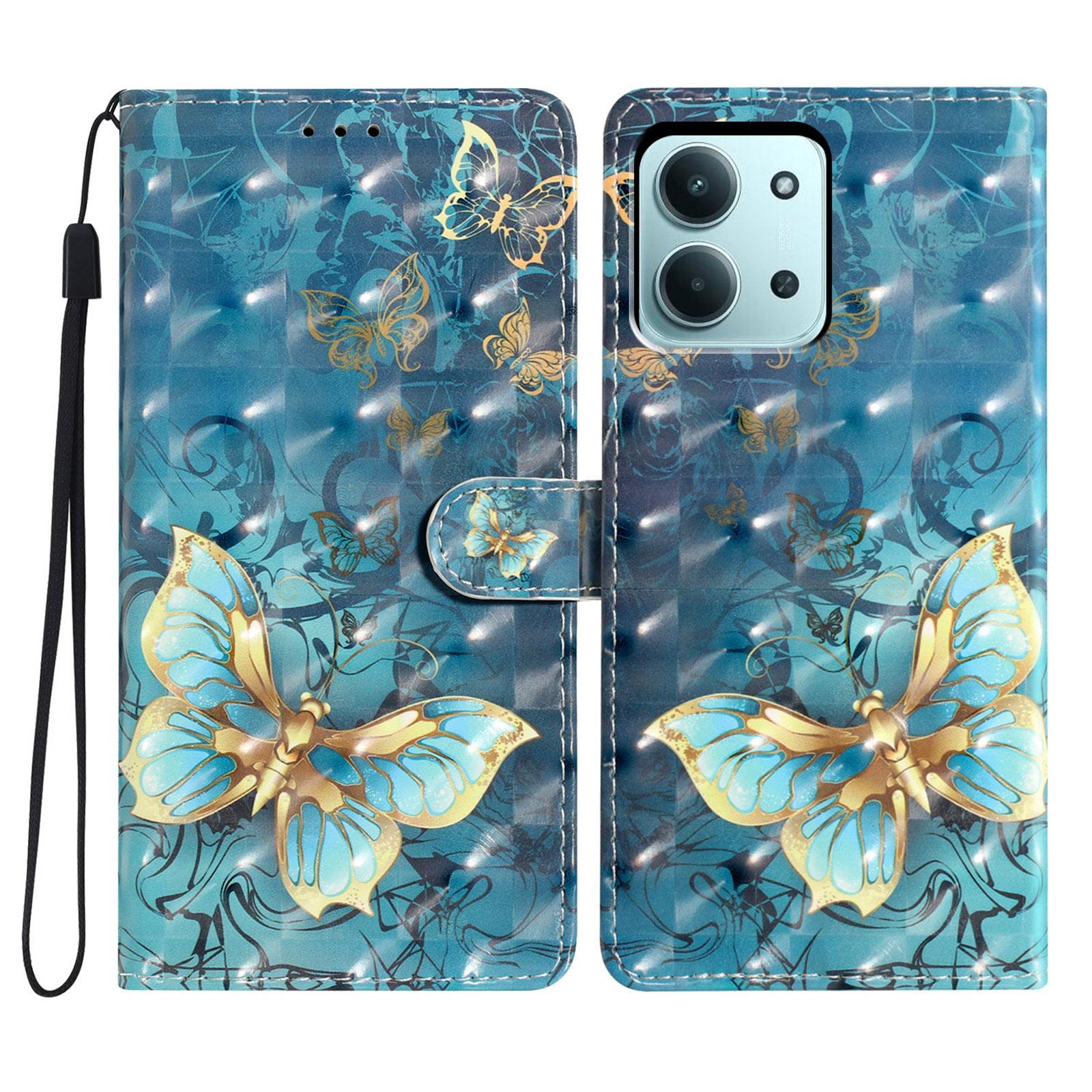 

Для Xiaomi Redmi 15C 5G (Європа) (173 мм)/15C 4G (Європа) (173 мм) Чохол PU Шкіряний Гаманець Чохол для Телефону 3D Друк Візерунка Butterfly