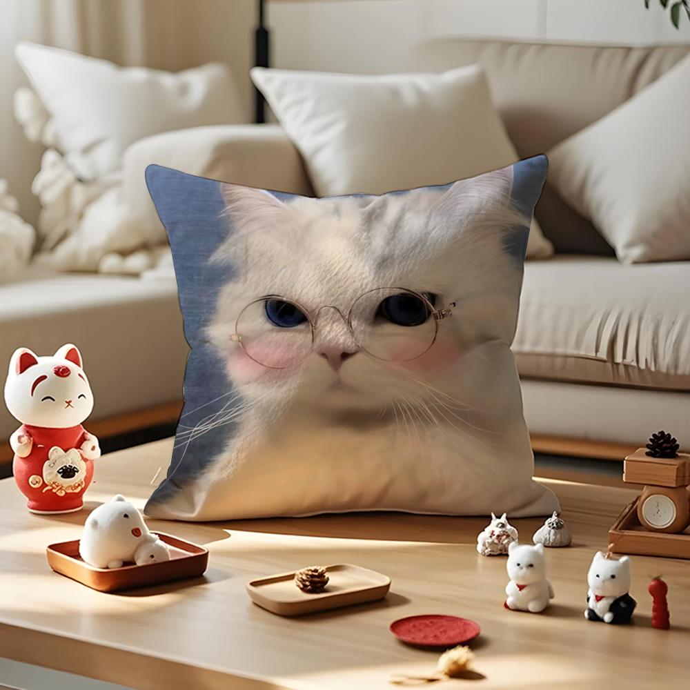 Cute Animal Dog Cat Cushion Cover Silky Short Plush with Invisible Zipper Dustproof Sofa Pillow Cover for Home Decor