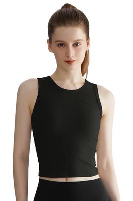 [MORGEN SKY] Women's Tank Top with Built-in Bra, Sports Bra Top, Yoga Wear Top, Breathable, Quick-Drying, Fitness, Training, Gym, Solid Color, Ribbed,