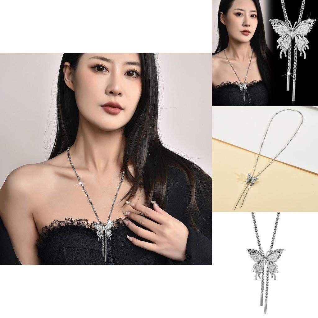 Butterfly Pendant Beautiful Necklace For Women With Highquality Accents Palladium