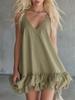 New Summer Women's Collection Elegant and Casual Solid-Color V-Neck Ruffled Mini Skirt